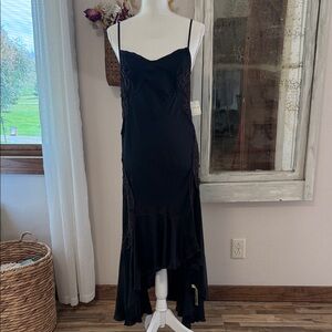 Free People Black High Low Dress with Lace Details